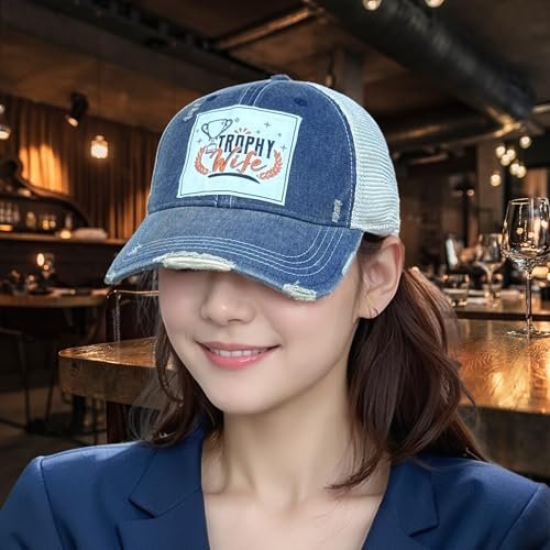 Popfizzy Funny Trophy Wife Hat for Women, Bride Baseball Hat, Bride and Groom Hat, Gift for Wife, Engaged Gift (Trophy Wife)