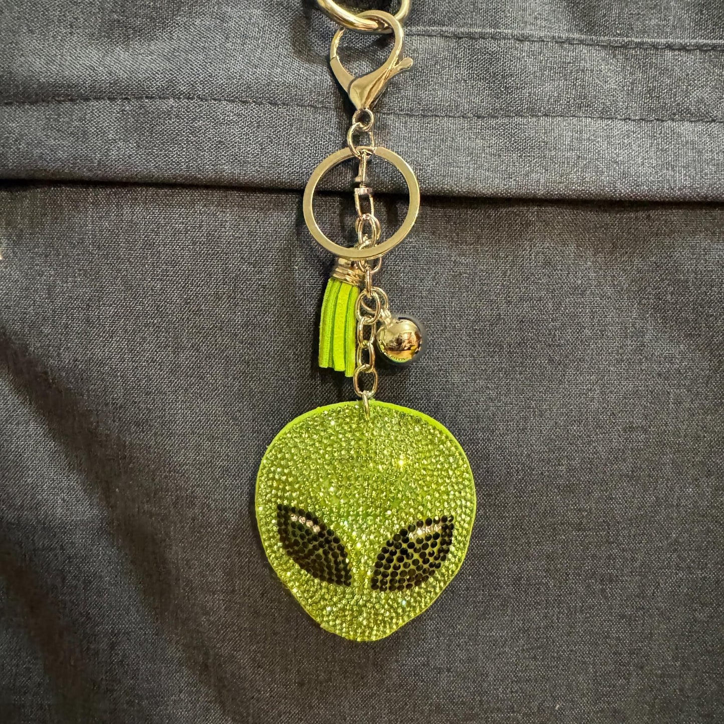 Popfizzy Alien Keychains for Women and Girls, Bedazzled Purse Charm, Bling Backpack Accessories, Bag Charms, Green Alien Gift