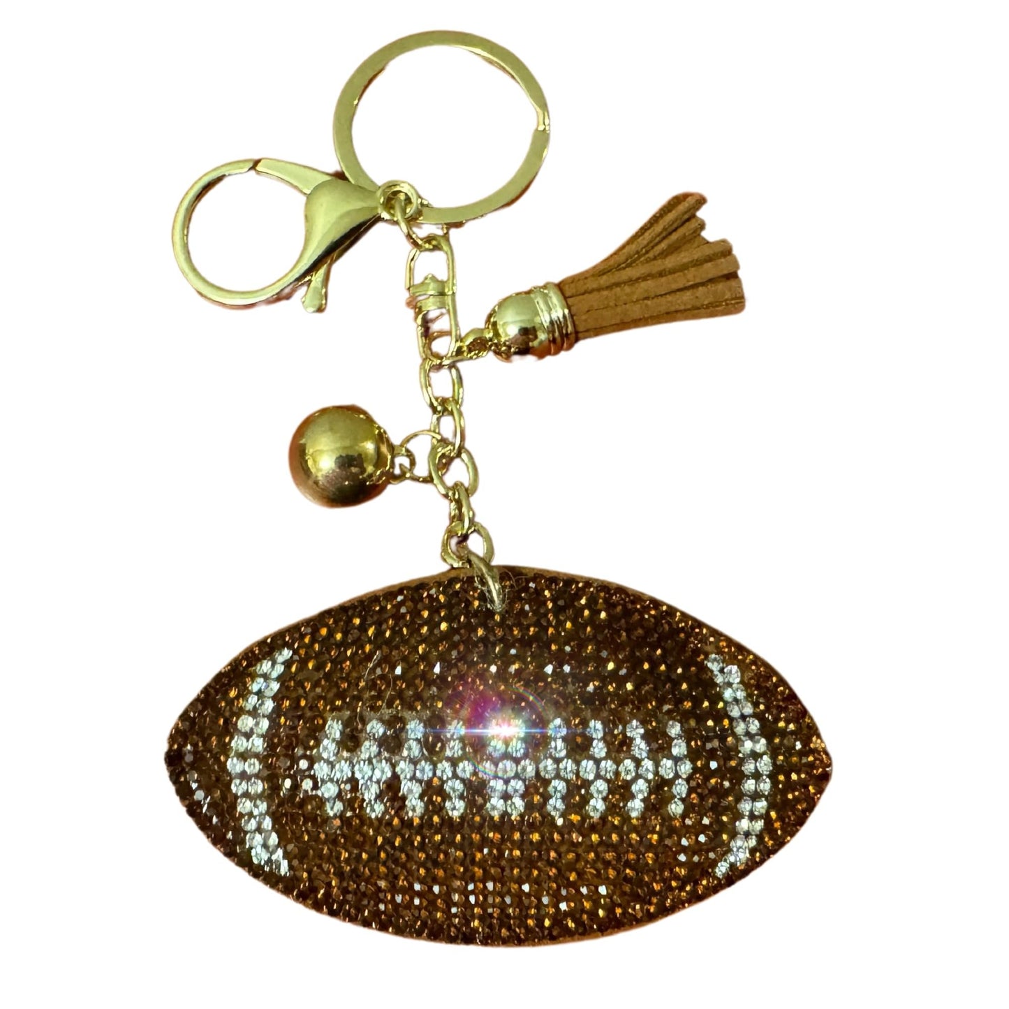 Popfizzy Bling Football Keychain for Women and Girls, Rhinestone Purse Charm, Bag Charm, Girls Football Gifts, Double Sided