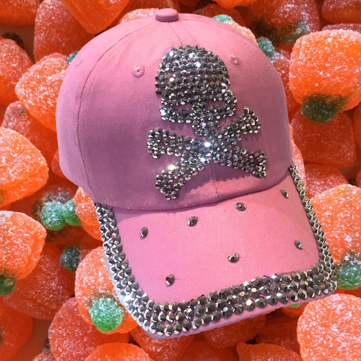 Popfizzy Skull Hat for Women, Bling Skeleton Hats, Rhinestone Skull Baseball Cap, Skull Caps for Women, Pirate Hat for Women