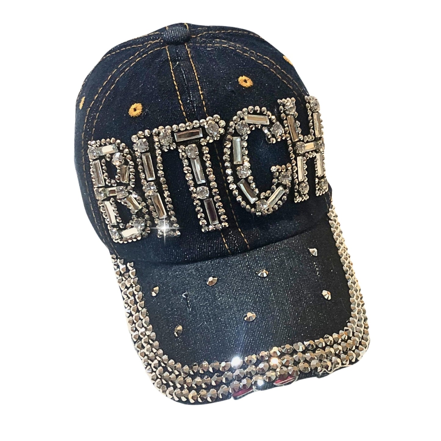 Popfizzy Bitch Hat for Women, Rhinestone Funny Hats for Adult Humor, Bling Baseball Cap for Bad Bitches, Best Sarcastic Hat