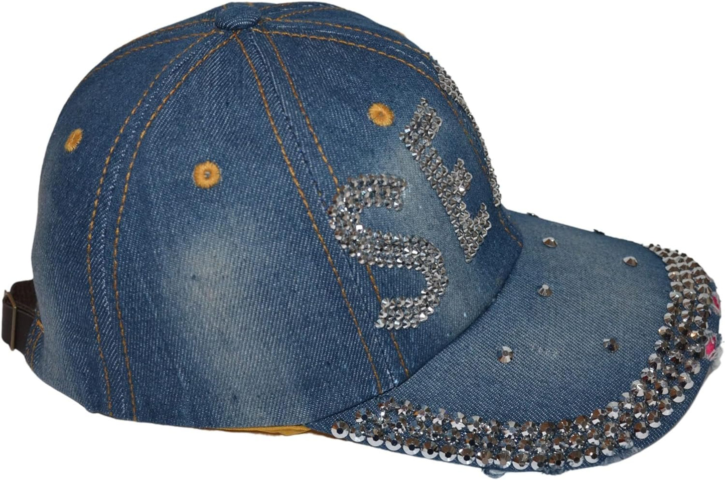 Popfizzy Women’s Sexy, Bling Blue Denim Adult Baseball Hat