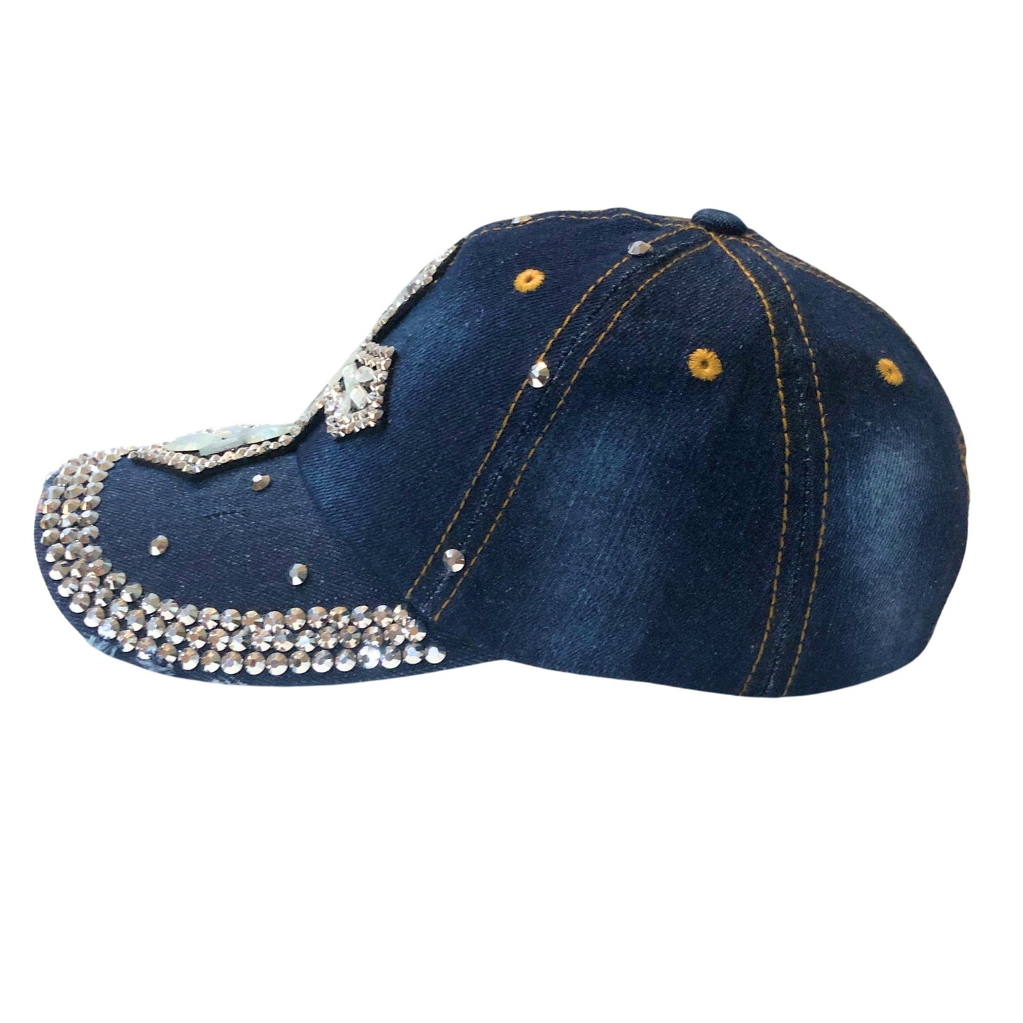 Popfizzy Bedazzled Cross Hat for Women, Rhinestone Hat with Cross on It, Bling Christian Hats, Bling Gifts for Women (Denim)