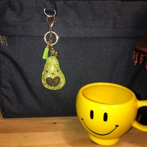 Popfizzy Rhinestone Avocado Keychain for Women, Bling Avocado Backpack Charm, Avocado Gift for Women, Guacamole Purse Charm