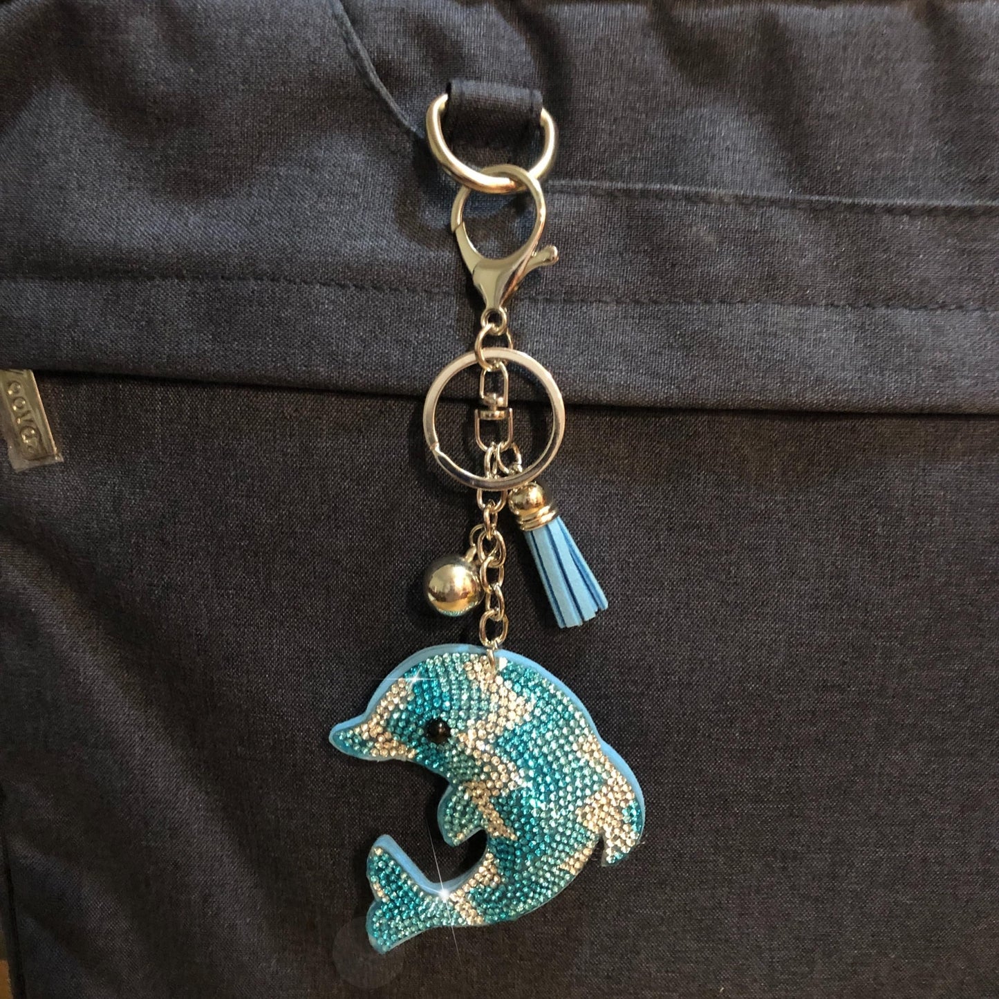 Popfizzy Bling Blue Dolphin Keychain Accessories for Women and Girls, Rhinestone Dolphin Purse Charms, Sparkle Dolphin Gifts