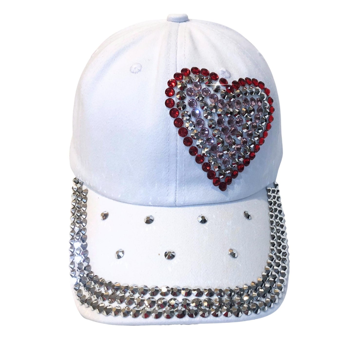 Popfizzy Heart Rhinestone Hat for Women, Trendy Bling Hats, Heart Accessories, Bedazzled Baseball Cap, Bling Gifts for Women