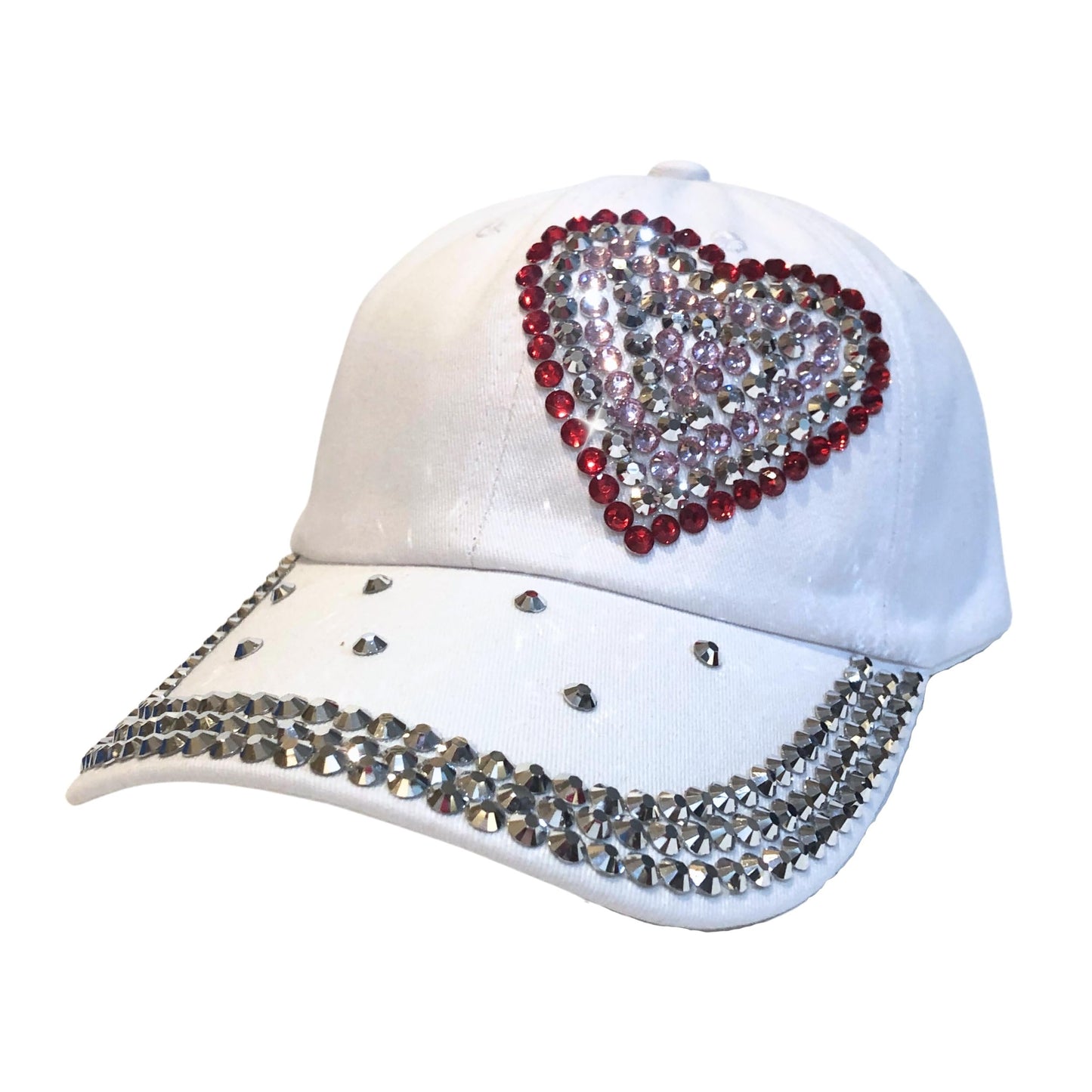 Popfizzy Heart Rhinestone Hat for Women, Trendy Bling Hats, Heart Accessories, Bedazzled Baseball Cap, Bling Gifts for Women