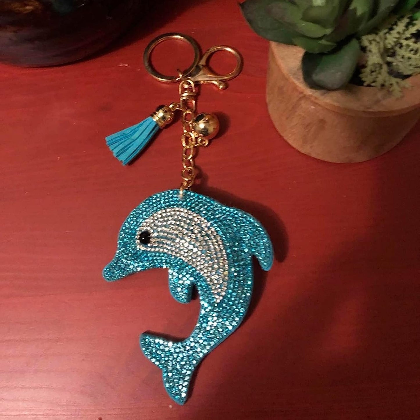 Popfizzy Dolphin Keychain Accessories for Women and Girls, Bling Keychain, Rhinestone Purse Charm
