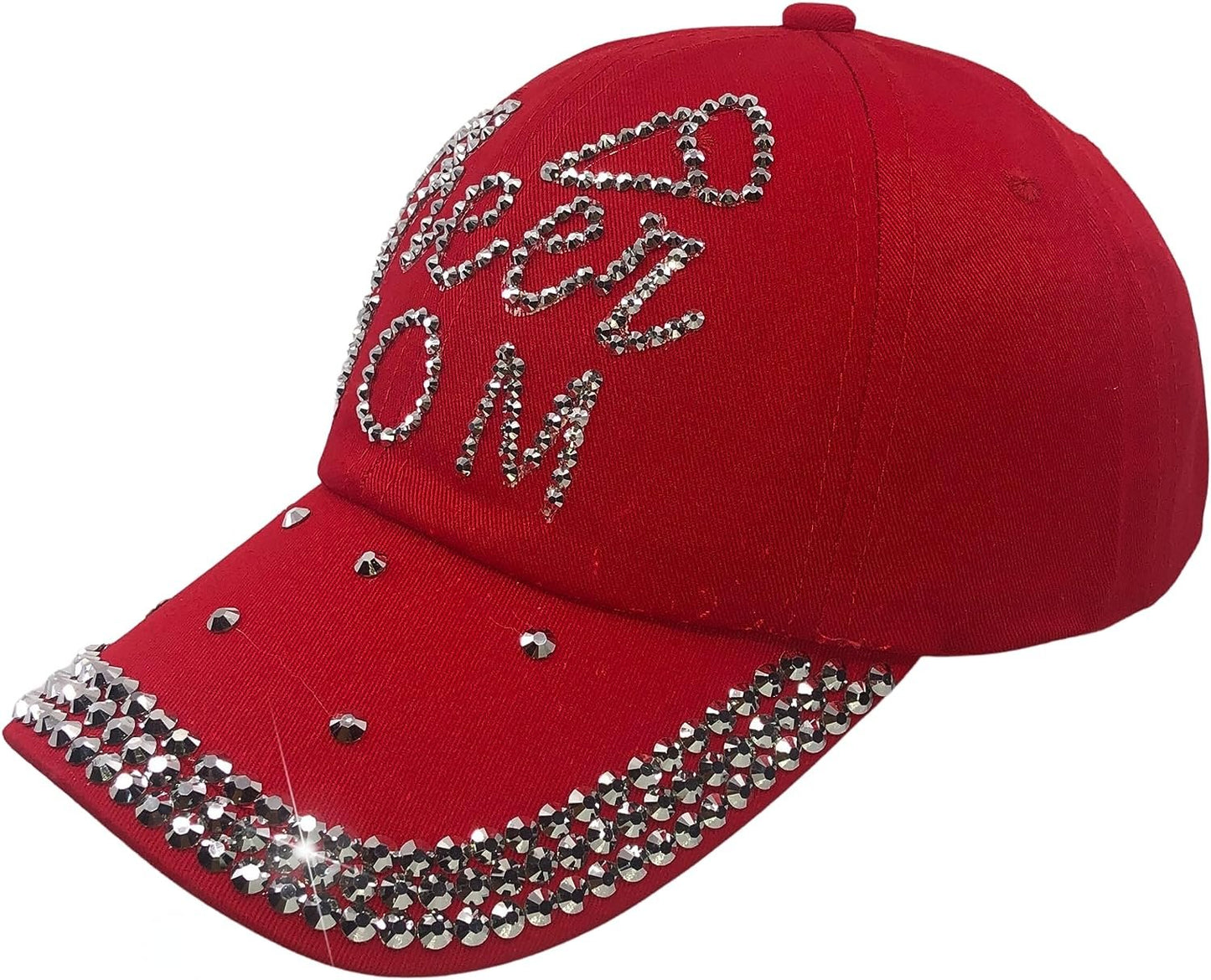Popfizzy Cheer Mom Hat for Women, Rhinestone Cheer Mom Gifts, Bling Cheer Accessories, Cheer Clothes, Cool Cheer Gifts