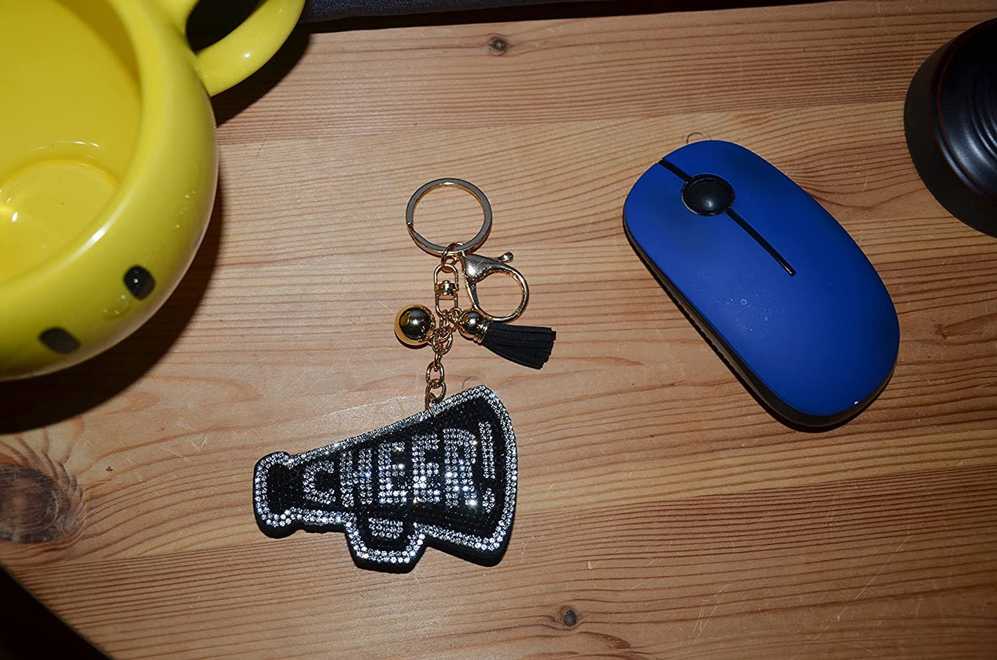 Popfizzy Silver and Black Cheer Keychain for Women and Girls, Cheerleader Bag Charm