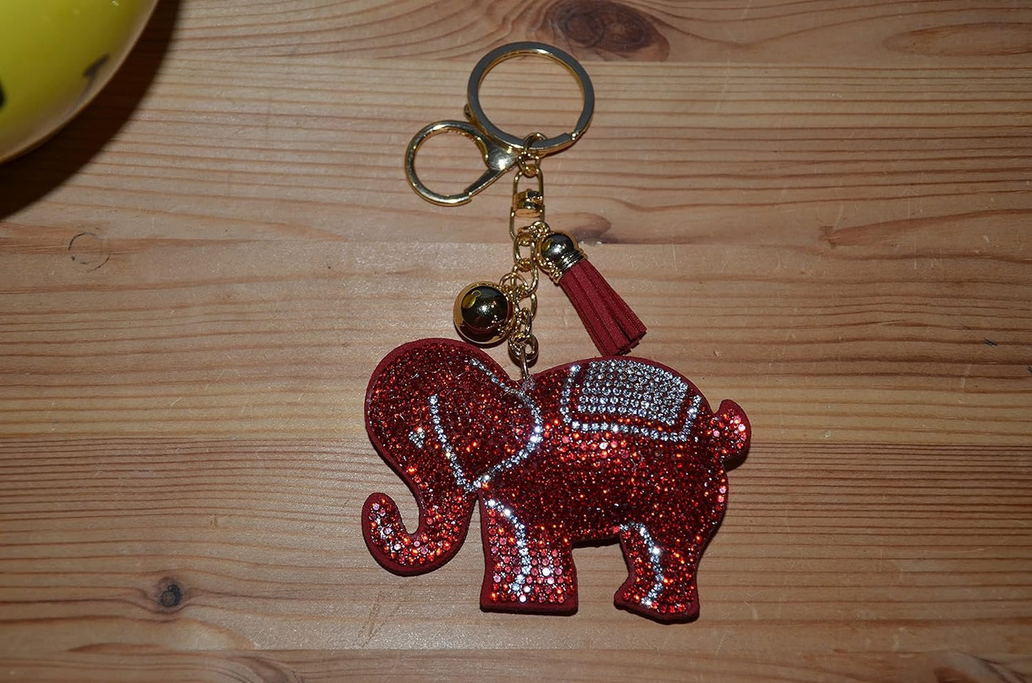 Popfizzy Red Elephant Keychains for Women and Girls, Bling Backpack Key Chain for Animal Lovers, Rhinestone Purse Charms