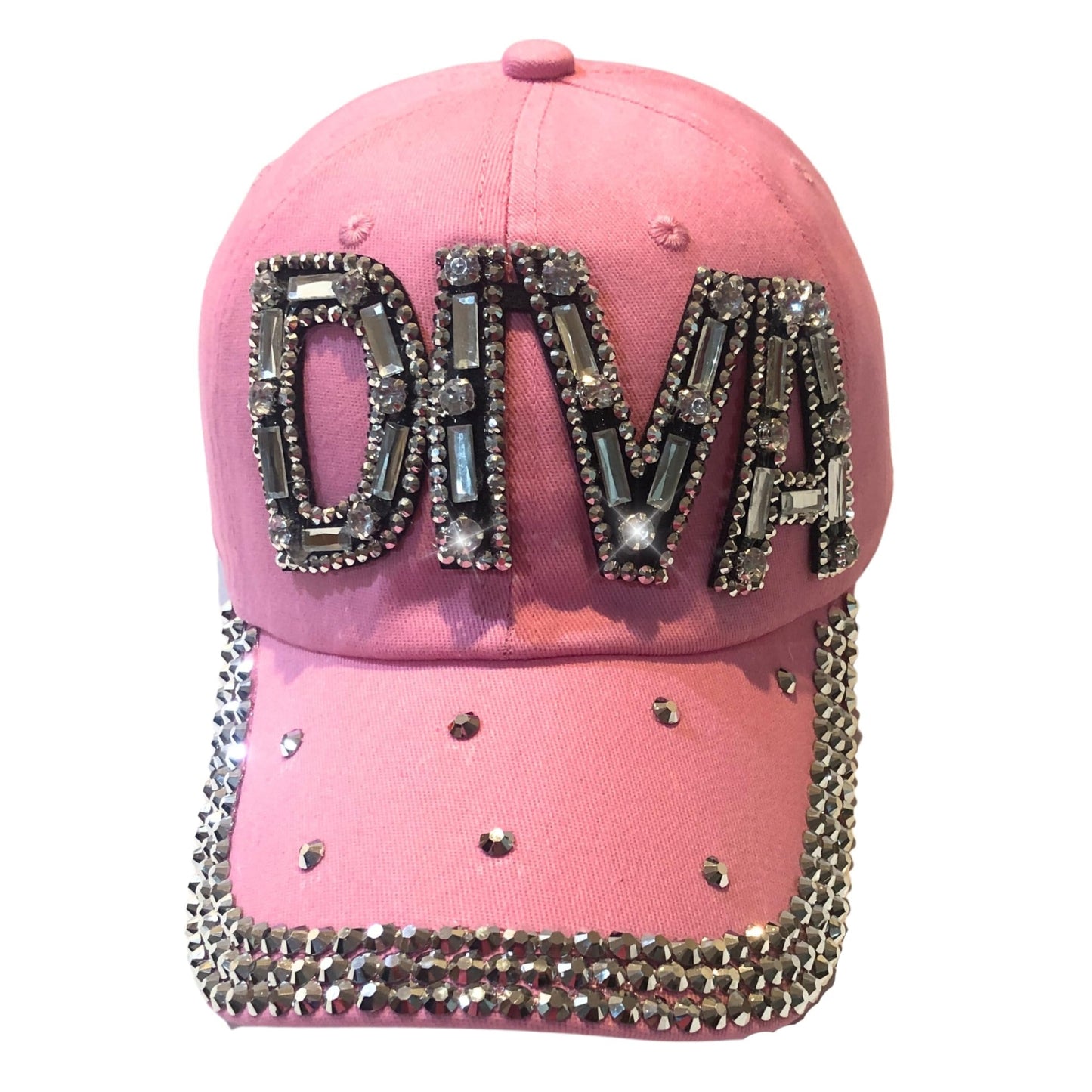 Rhinestone Diva Hat for Women, Bedazzled Diva Gifts, Pink Bling Baseball Hat, Adult