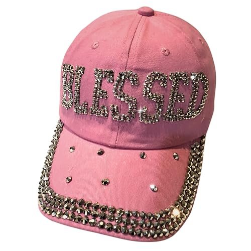 Popfizzy Bling Blessed Hats for Women, Rhinestone Christian Hats, Faith Based Christian Apparel, Blessed Mama, Blessed Items