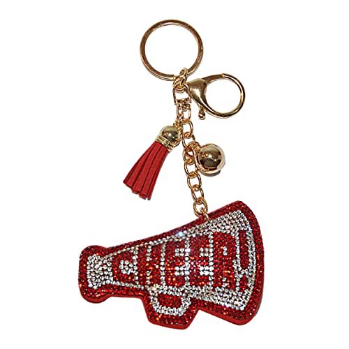 Popfizzy Red and Silver Cheer Keychain for Women and Girls, Cheerleader Bag Charm