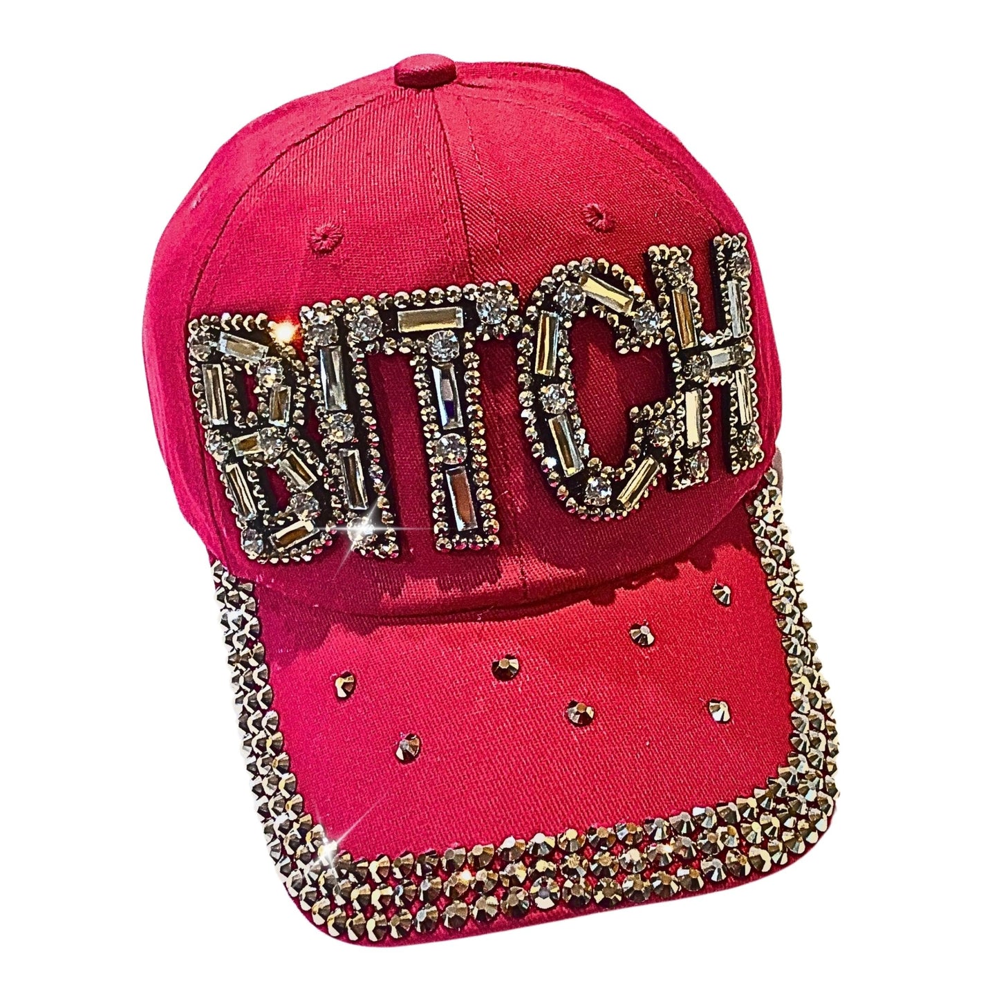Popfizzy Bitch Hat for Women, Rhinestone Funny Hats for Adult Humor, Bling Baseball Cap for Bad Bitches, Best Sarcastic Hat