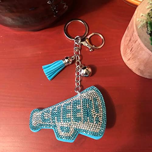 Popfizzy Silver and Blue Cheer Keychain for Women and Girls, Cheerleader Bag Charm