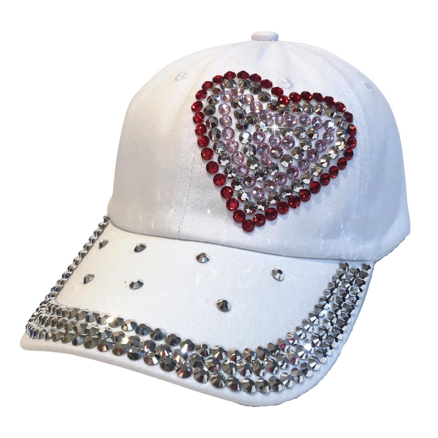 Popfizzy Heart Rhinestone Hat for Women, Trendy Bling Hats, Heart Accessories, Bedazzled Baseball Cap, Bling Gifts for Women