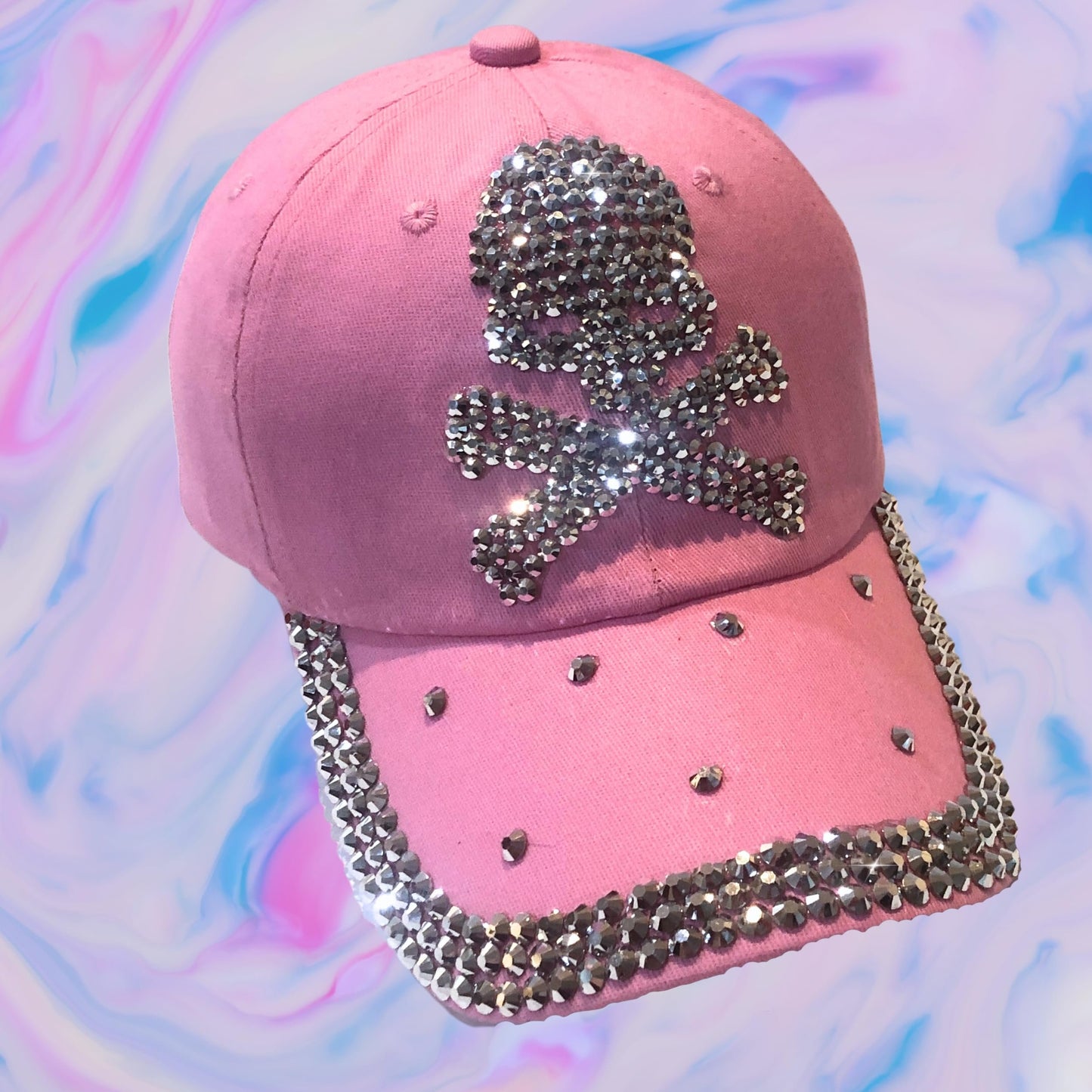 Popfizzy Skull Hat for Women, Bling Skeleton Hats, Rhinestone Skull Baseball Cap, Skull Caps for Women, Pirate Hat for Women