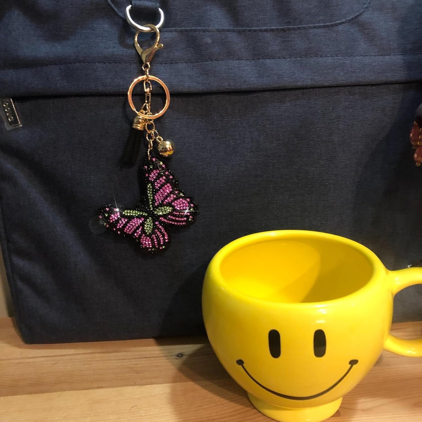 Popfizzy Bling Butterfly Keychain, Purse Charm, Backpack Charm, Crystal Bag Charms, Rhinestone Key Fob
