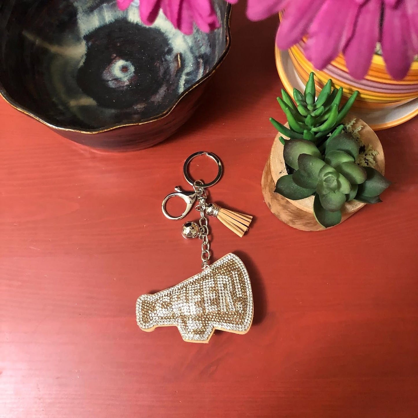 Popfizzy Cheer Keychain for Women and Girls, Cheerleader Bag Charm