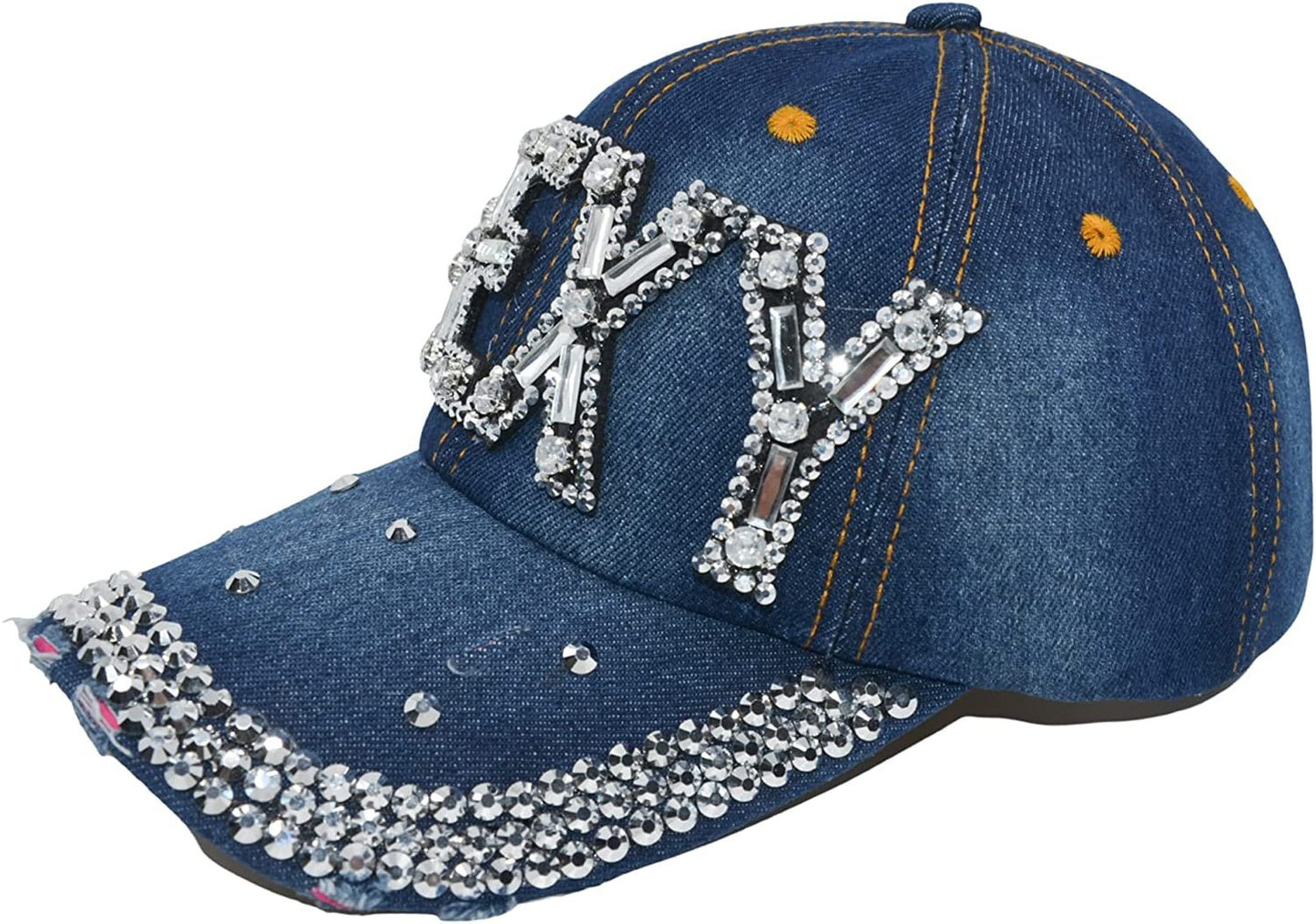Sexy Baseball Hat for Women Rhinestone Hat, Bedazzled Bling Baseball Caps, Distressed Hat, Fancy Denim Bejeweled Hats