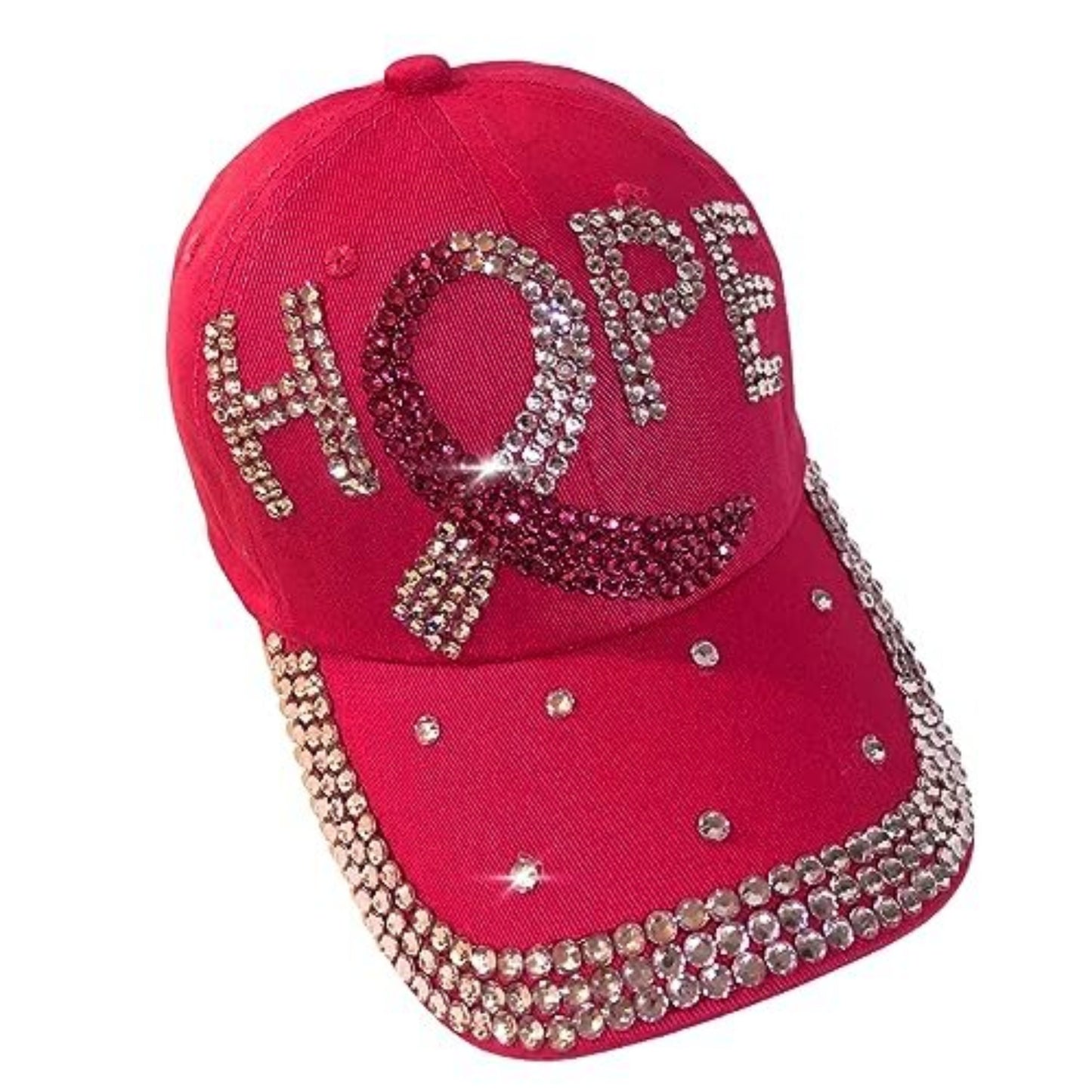 Popfizzy Bling Breast Cancer Baseball Cap for Women, Adult Breast Cancer Cap, Unique Cancer Gifts for Women, Fuchsia