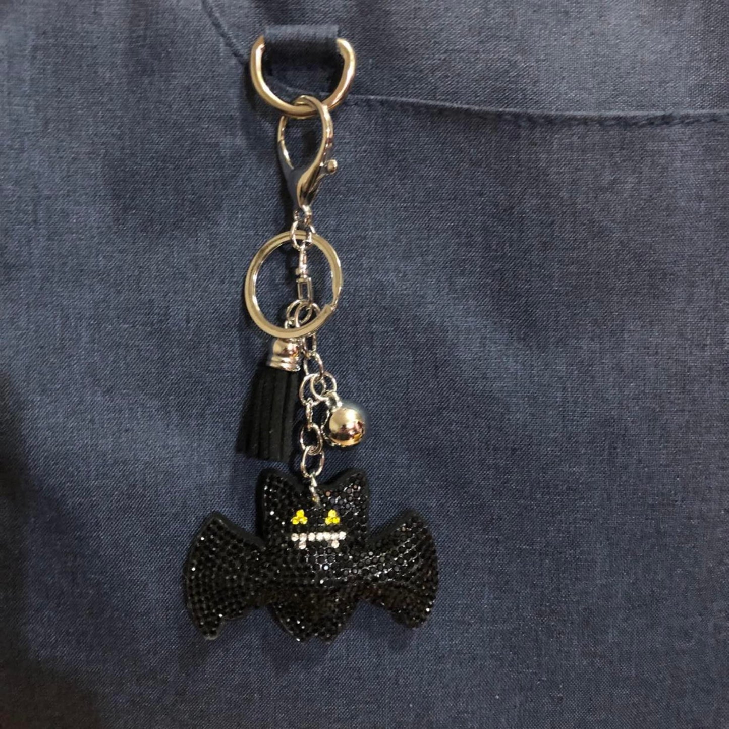 Popfizzy Bling Black Bat Keychain for Women and Girls, Rhinestone Purse Charms for Handbags, Goth Gifts for Her, Spooky Gifts for Women
