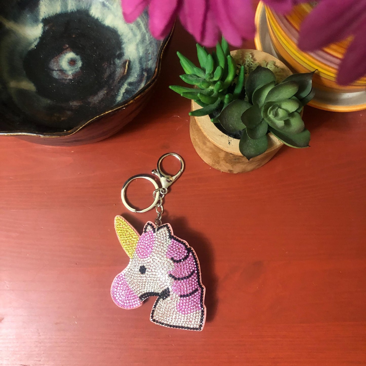 Popfizzy Bling Unicorn Keychains for Girls, Rhinestone Unicorn Backpack Keychain, Pink Unicorn Gifts For Girls and Women