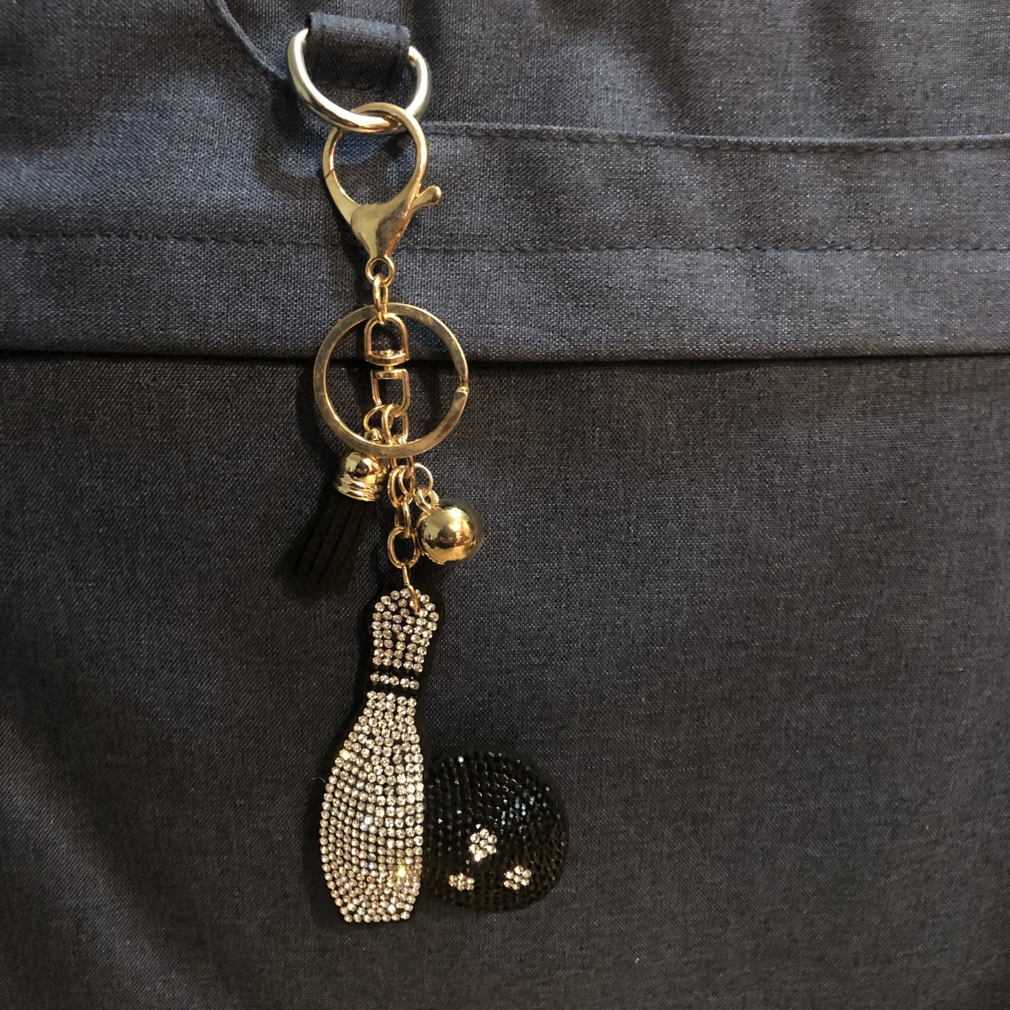 Popfizzy Bowling Keychain, Bowling Ball Rhinestone Purse Charms, Fun Bling Gifts for Bowlers