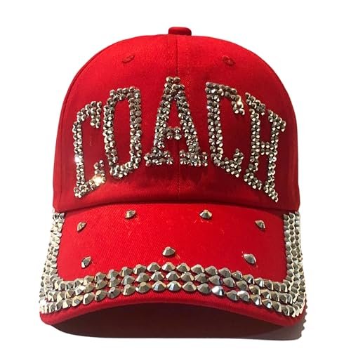 Popfizzy Bling Coach Hat with Rhinestones for Women, Best Cheer Coach Hat, Soccer Coach, Baseball Coach, Sports Coach Gifts