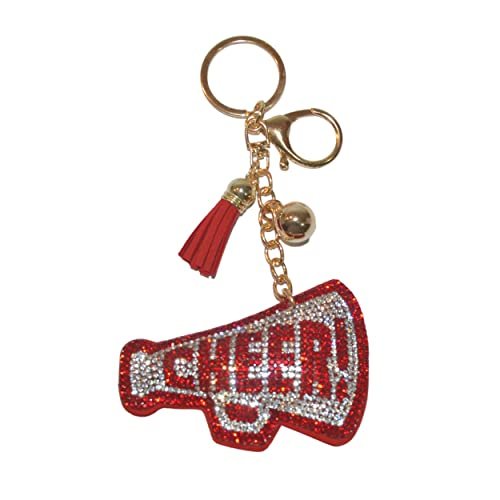 Popfizzy Red and Silver Cheer Keychain for Women and Girls, Cheerleader Bag Charm