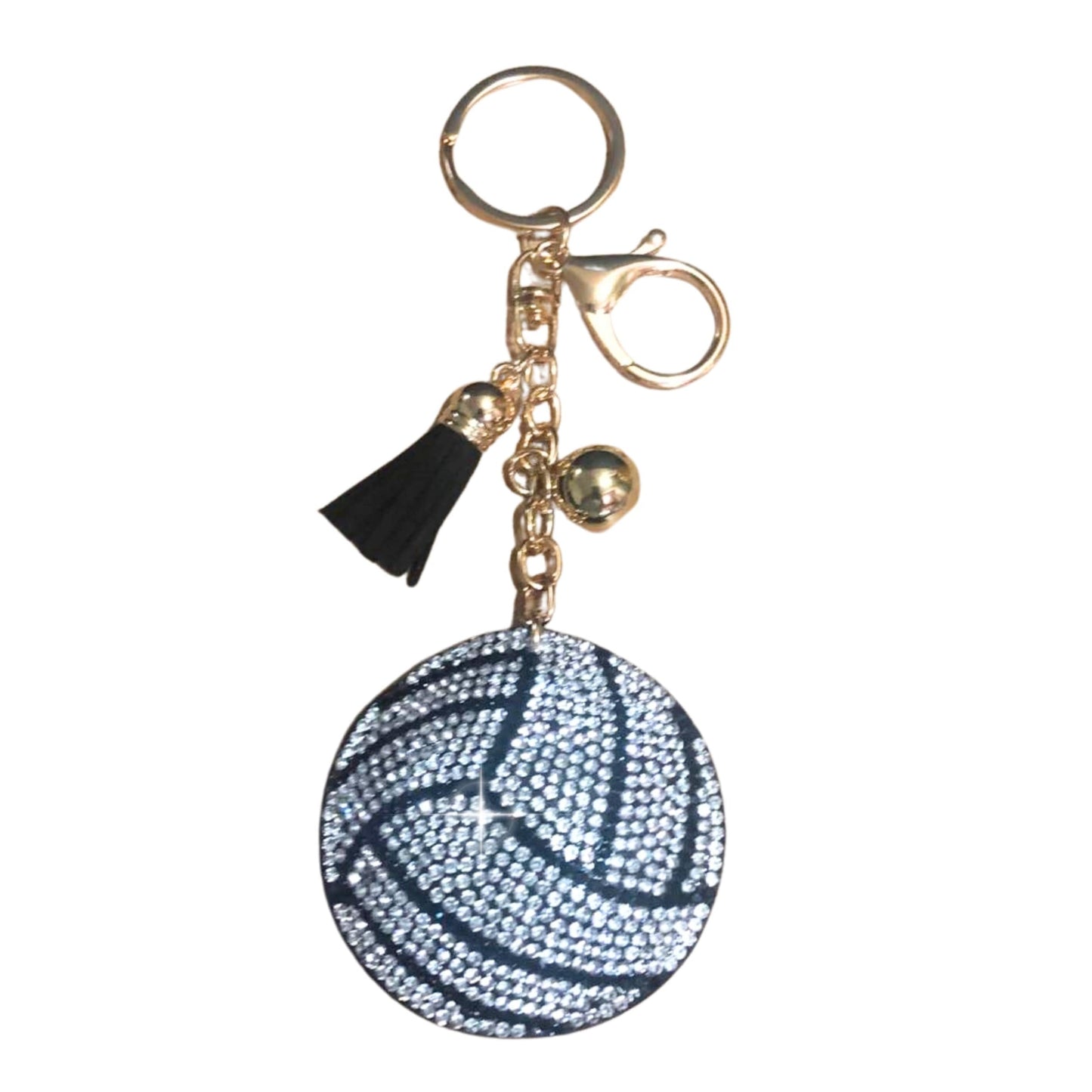 Popfizzy Bling Volleyball Keychain for Girls, Rhinestone Volleyball Gifts for Volleyball Fans, Bag Charm, Womens Purse Charm
