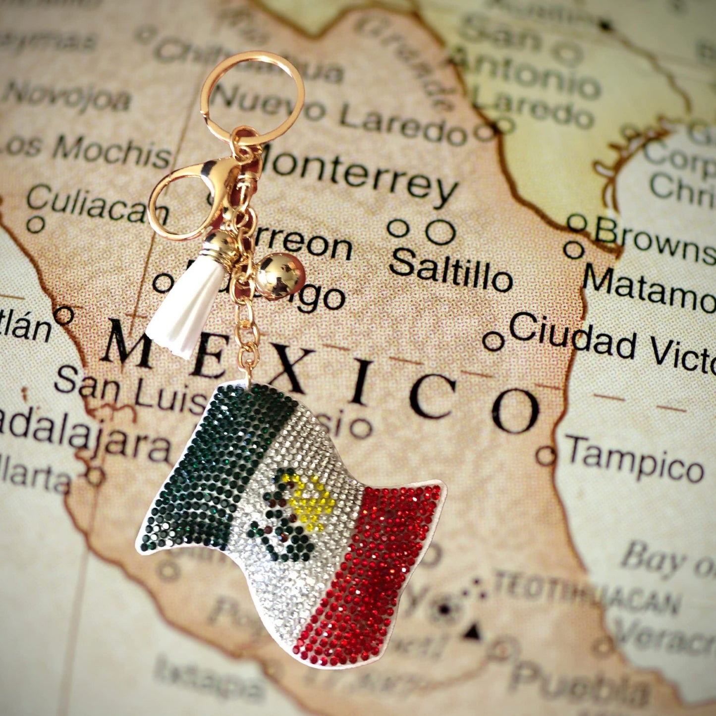 Popfizzy Mexico Keychain Accessories for Women, Cute Keychains for Women, Purse Charms for Handbags, Car Keys Keychain