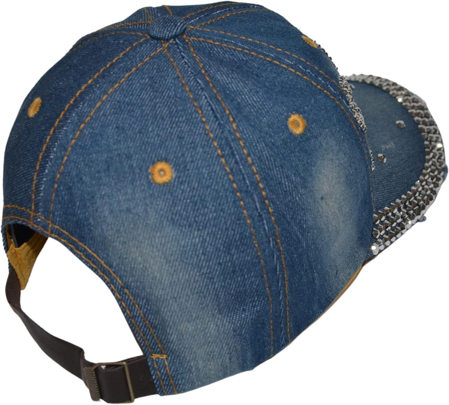 Popfizzy Women’s Sexy, Bling Blue Denim Adult Baseball Hat