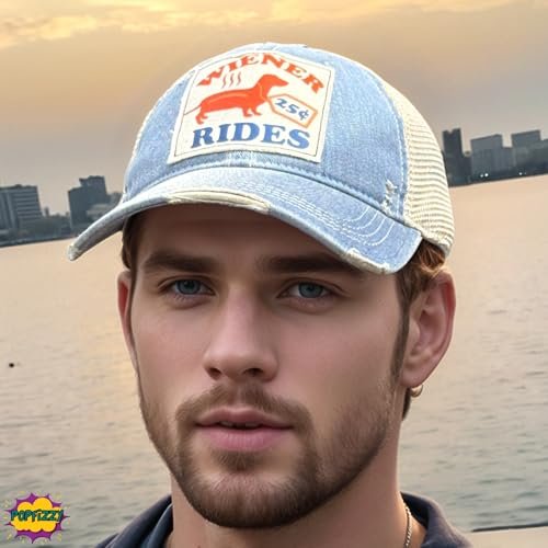 Popfizzy Wiener Rides Hat for Men, Funny Adult Humor Caps, Fun Jersey Shore Hat, Offensive Gag Gift for Men, Penis Joke Gift