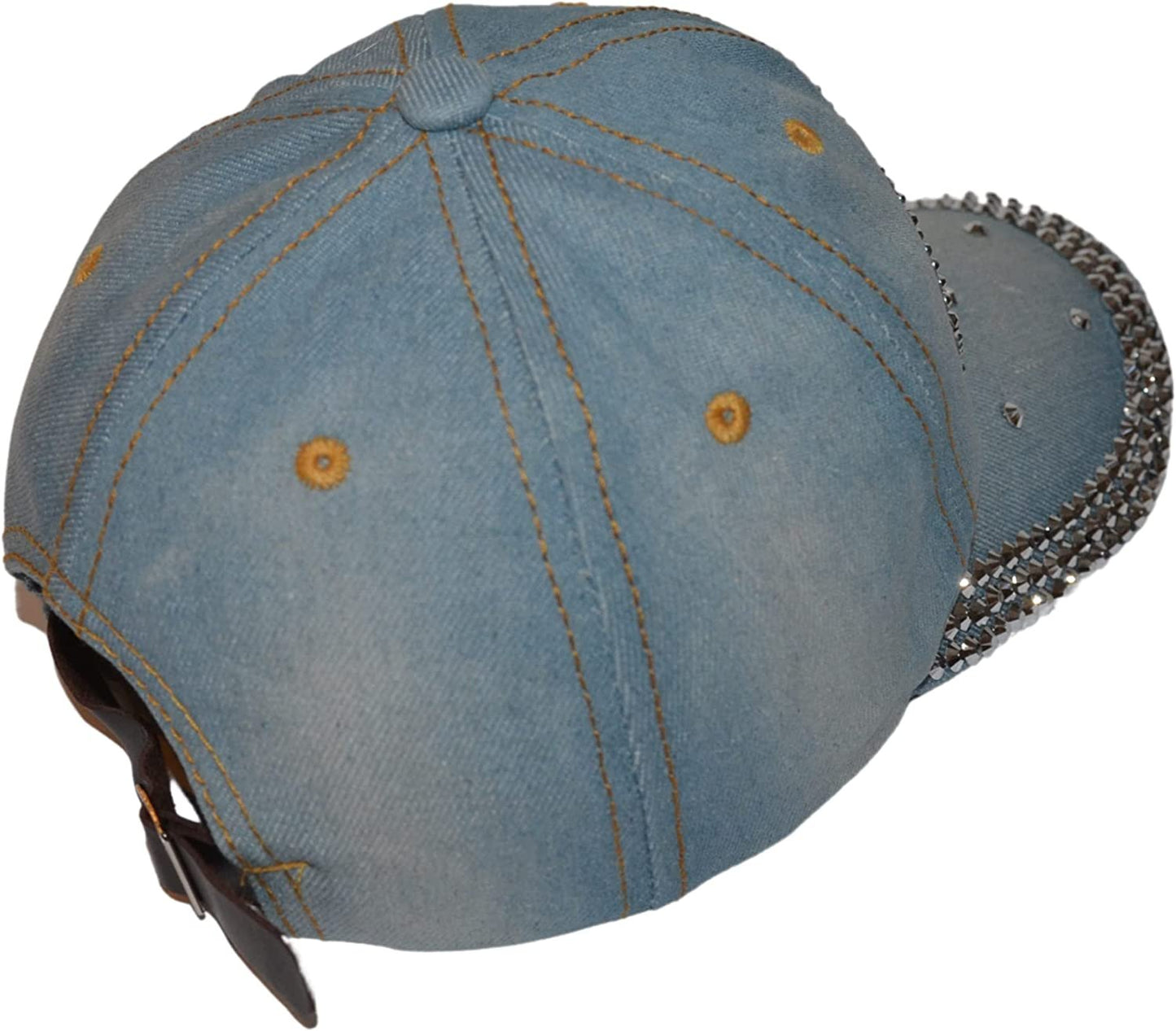 Popfizzy Bling Hat for Women and Girls, Fun Rhinestone Baseball Cap, Bejeweled Distressed Denim Hat, Bling Gifts for Women