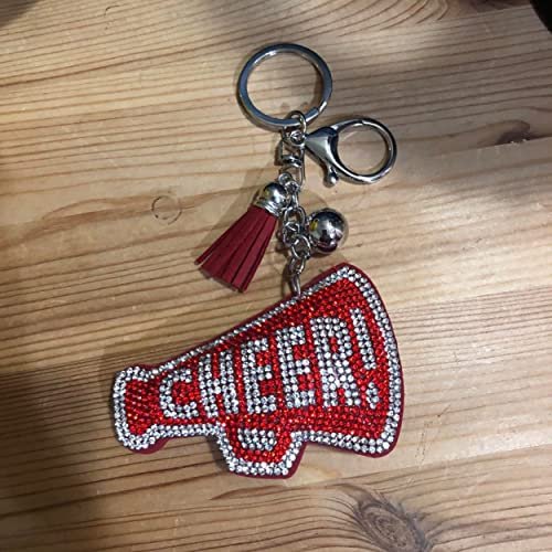 Popfizzy Cheer Keychain, Bling Cheerleading Backpack Key Chain, Rhinestone Cheerleader Purse Charms