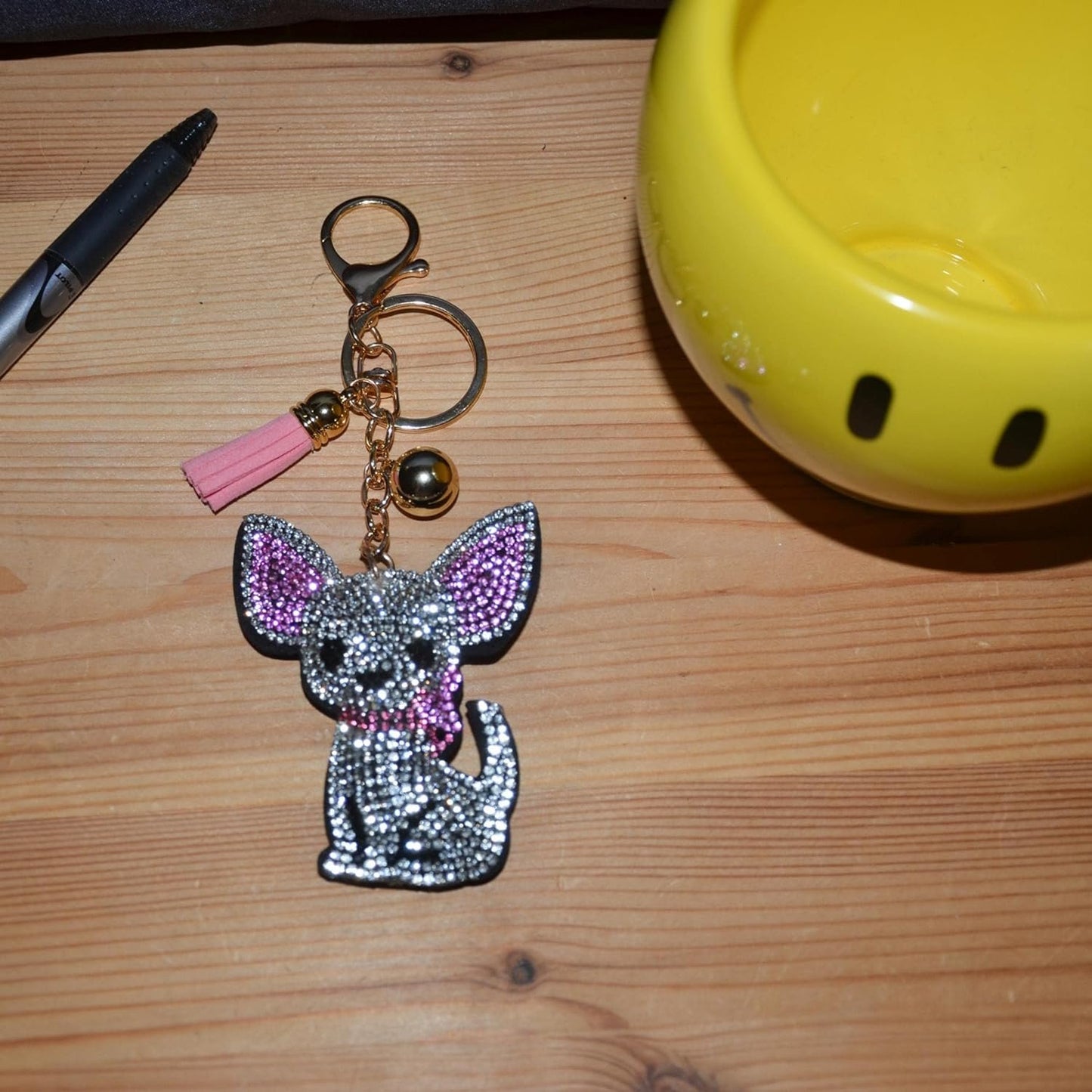 Popfizzy Bling Chihuahua Keychain for Women, Purse Bag Charm