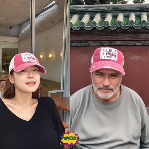 Popfizzy Lets Get Toasted Hat for Men and Women, Funny Drinking Gifts, Jersey Shore Trucker Hats for Adults, Adult Humor Caps