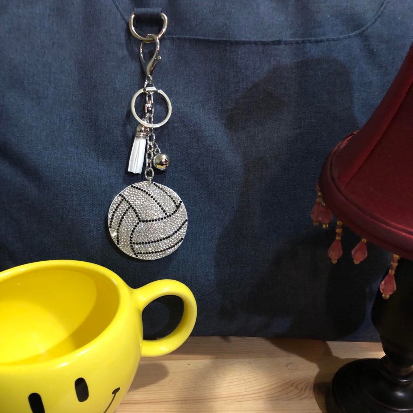 Popfizzy Volleyball Keychains for Teen Girls and Women, Rhinestone Volleyball Backpack Charm, Volleyball Gifts, Bling Volleyball Accessories