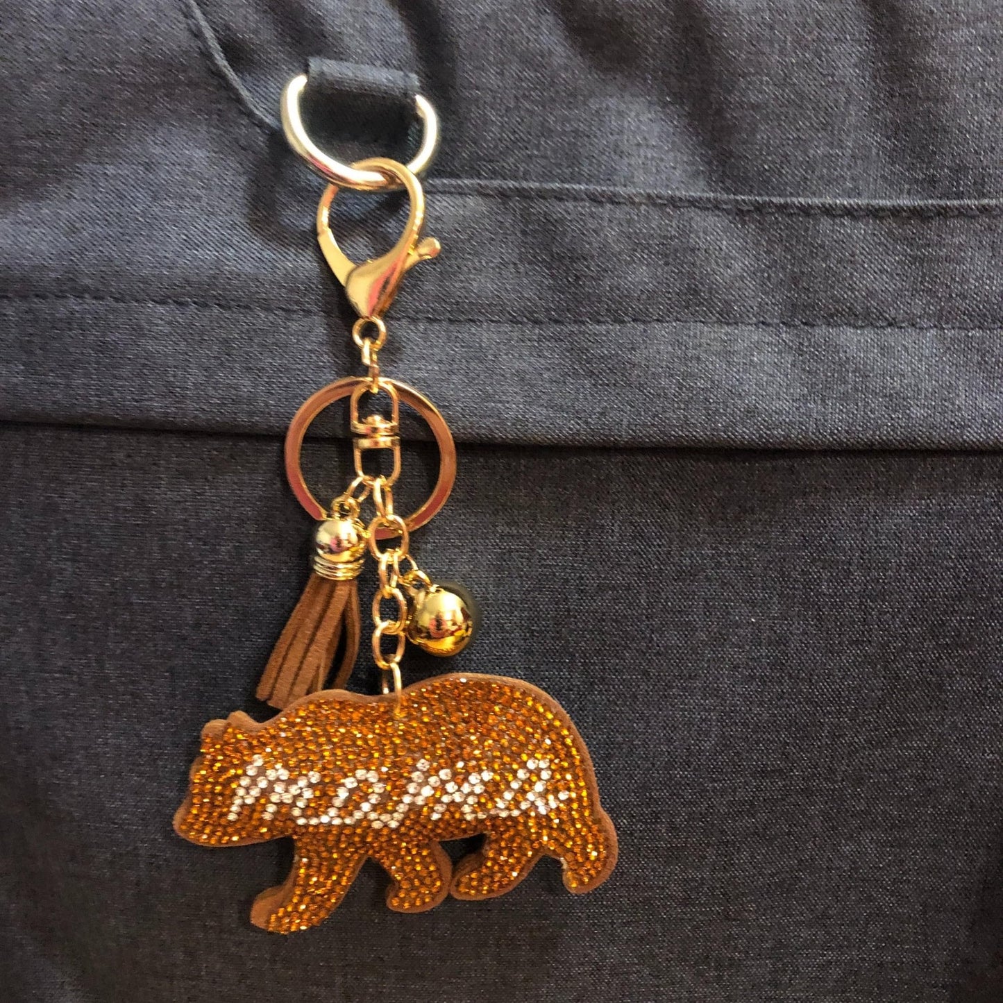 Popfizzy Rhinestone Mama Bear Keychain Accessories for Women, Purse Charms for Handbags, Fun Bag Charms, Bling Gifts for Mom