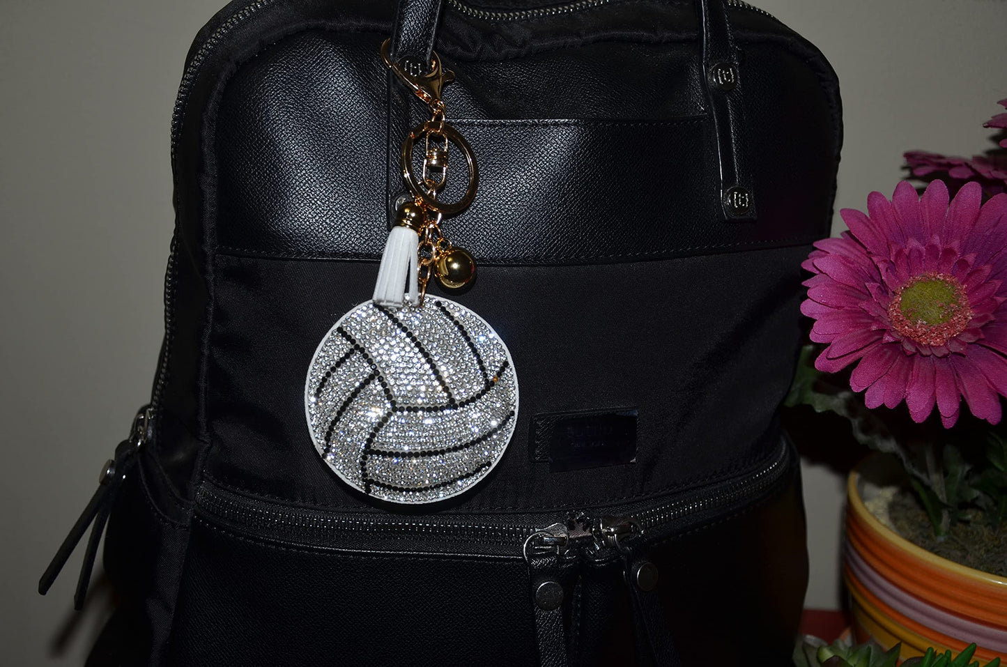 Popfizzy Bling Volleyball Keychain for Women and Girls, Key Chains for Car Keys, Keychain Accessories, Volleyball Gifts