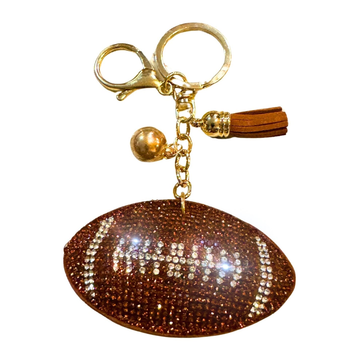 Popfizzy Bling Football Keychain for Women and Girls, Rhinestone Purse Charm, Bag Charm, Girls Football Gifts, Double Sided