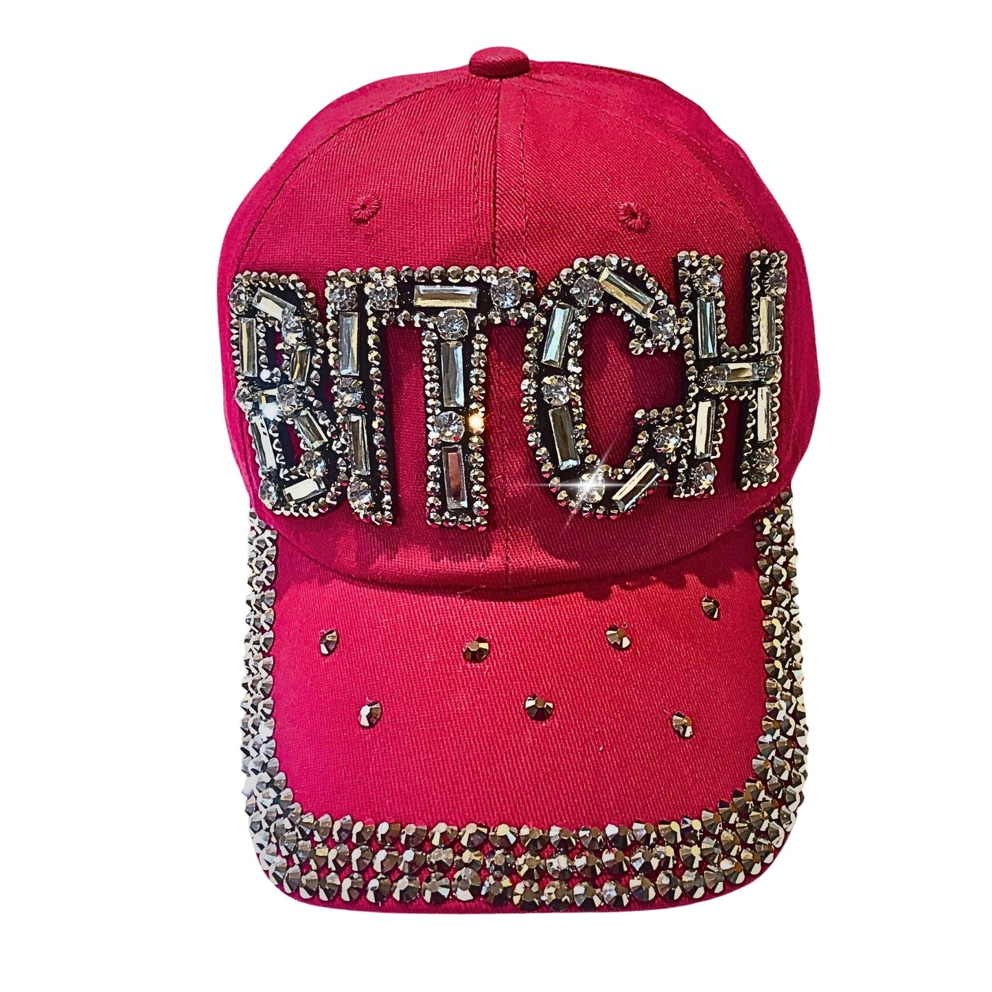 Popfizzy Bitch Hat for Women, Rhinestone Funny Hats for Adult Humor, Bling Baseball Cap for Bad Bitches, Best Sarcastic Hat