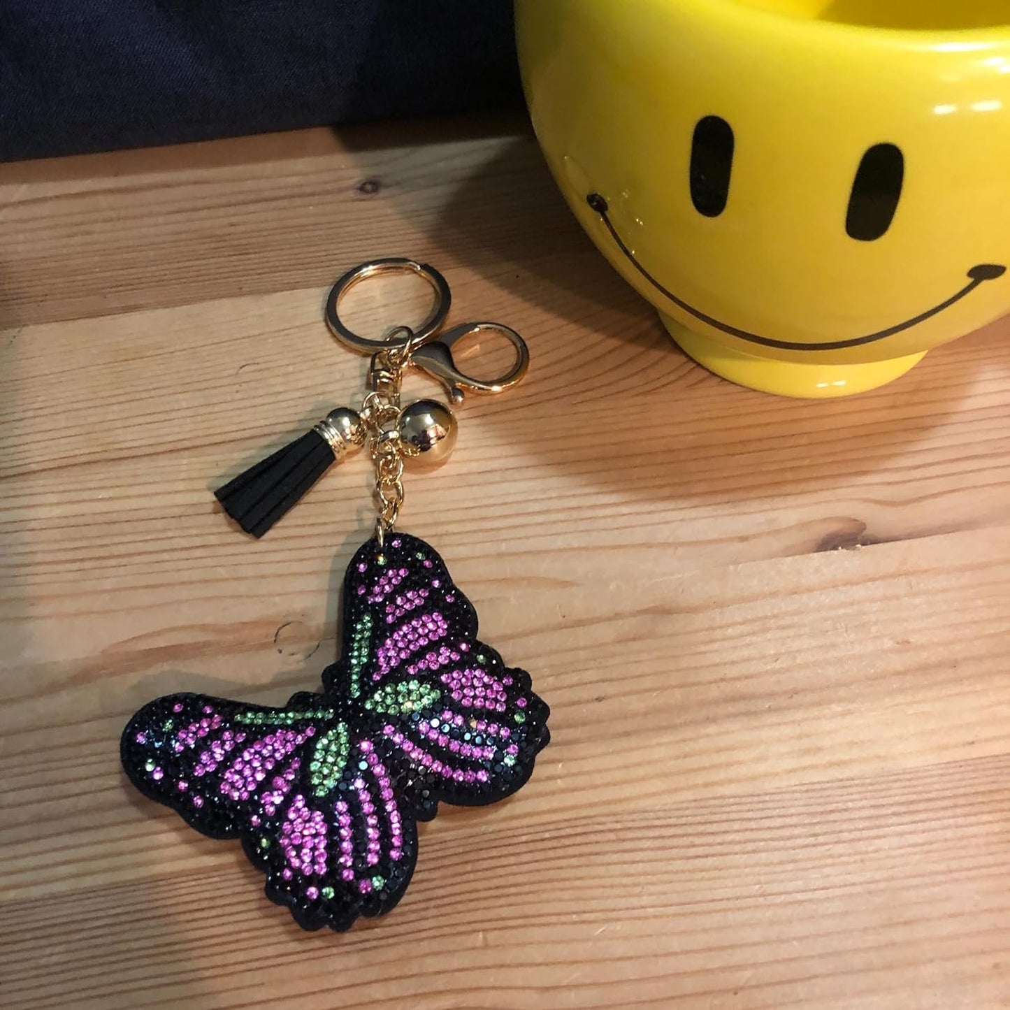Popfizzy Bling Butterfly Keychain, Purse Charm, Backpack Charm, Crystal Bag Charms, Rhinestone Key Fob