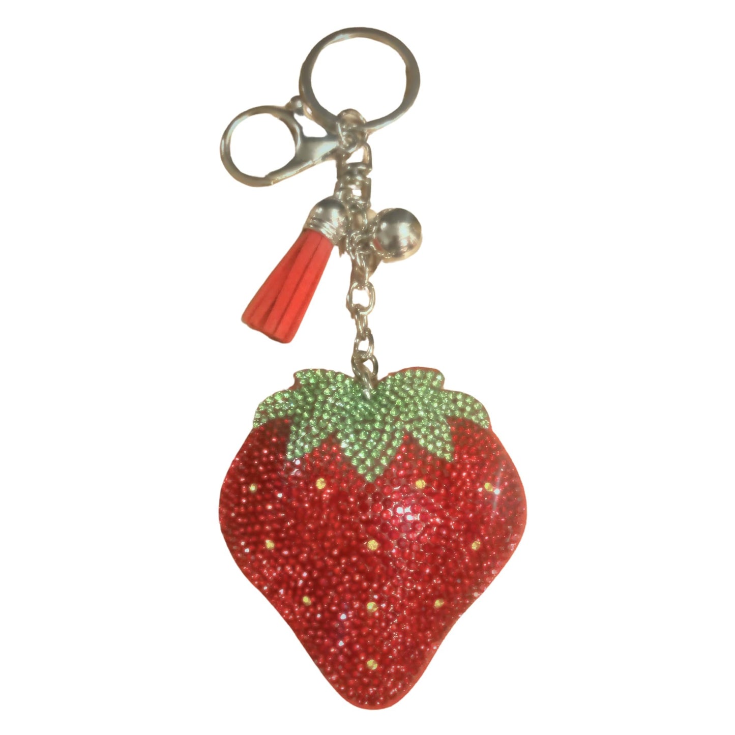 Popfizzy Red Strawberry Keychain for Women and Girls, Bling Backpack Keyrings, Fun Purse Charm, Rhinestone Strawberry Gifts