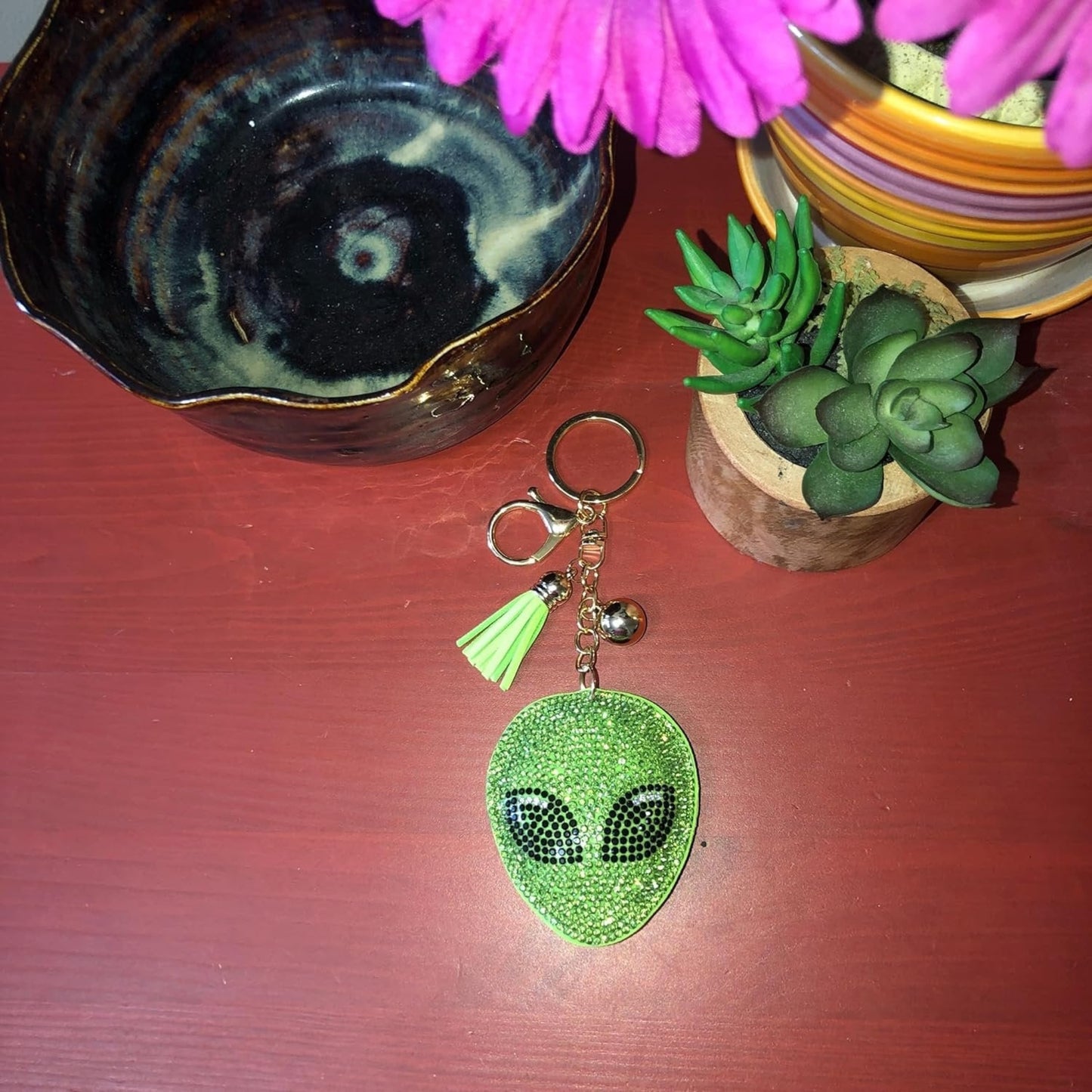 Popfizzy Bling Alien Keychain Accessories for Women, Rhinestone Keychain, Car Keys Keychain Charms