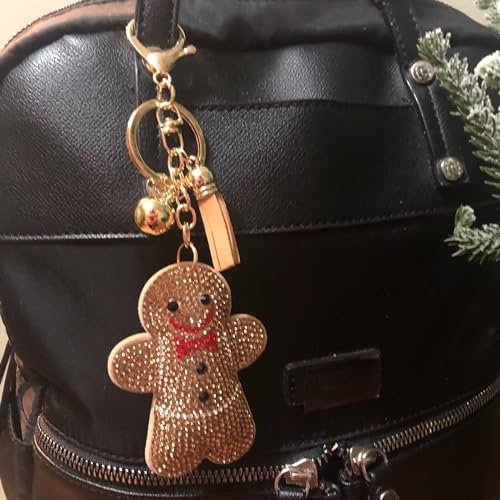 Popfizzy Bling Christmas Gingerbread Man Keychain, Christmas Gifts for Women and Girls, Stocking Stuffers, Party Favors