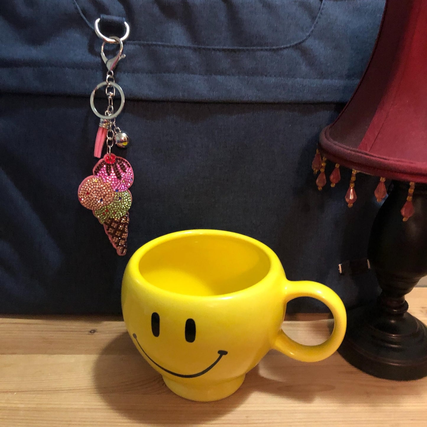 Popfizzy Rhinestone Ice Cream Keychain for Women and Girls, Ice Cream Cone Backpack Keychain, Bling Ice Cream Gifts for Women