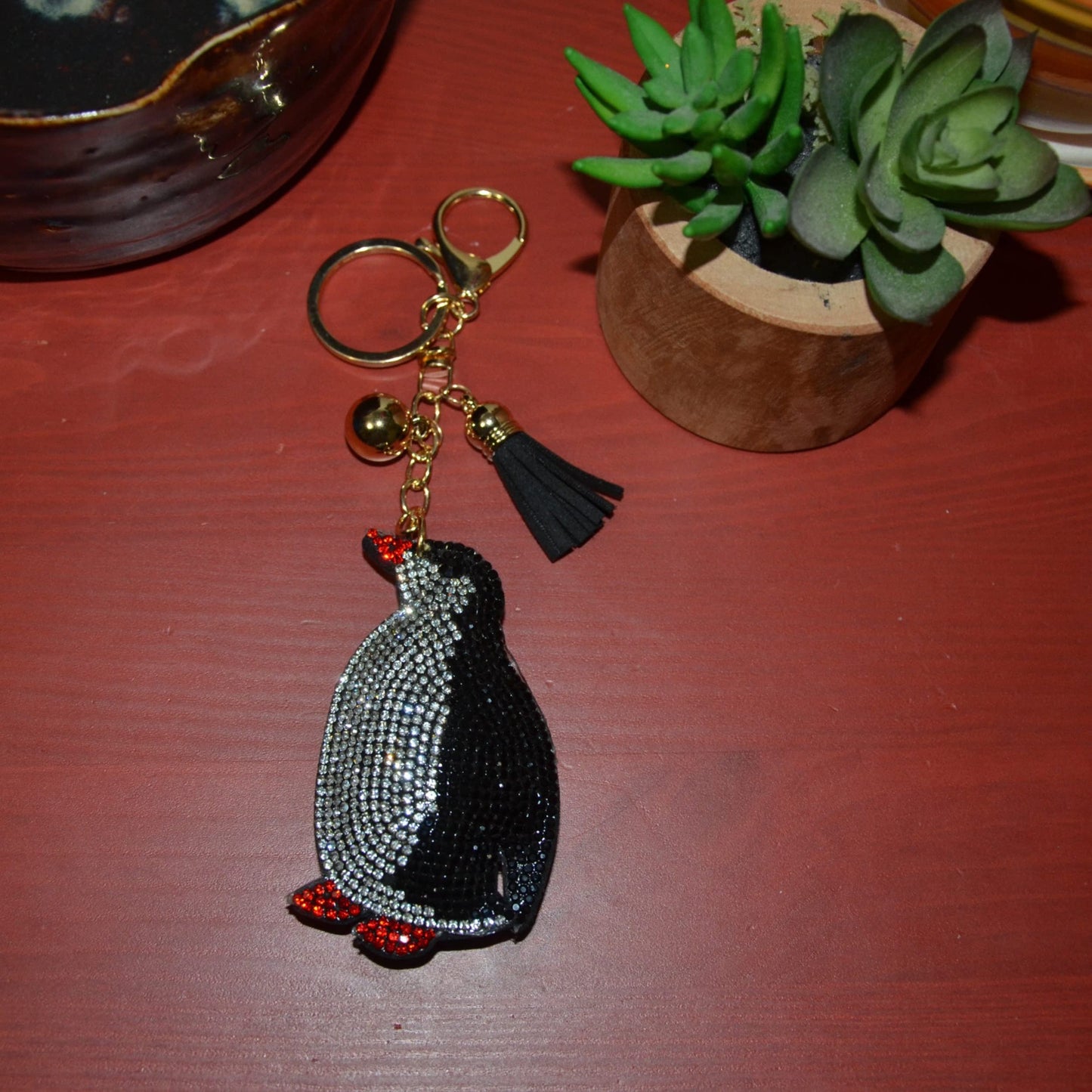 Popfizzy Penguin Keychains for Women and Girls, Bling Backpack Key Chain for Animal Lovers, Rhinestone Purse Charms